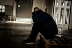 depressed addict using heroin
