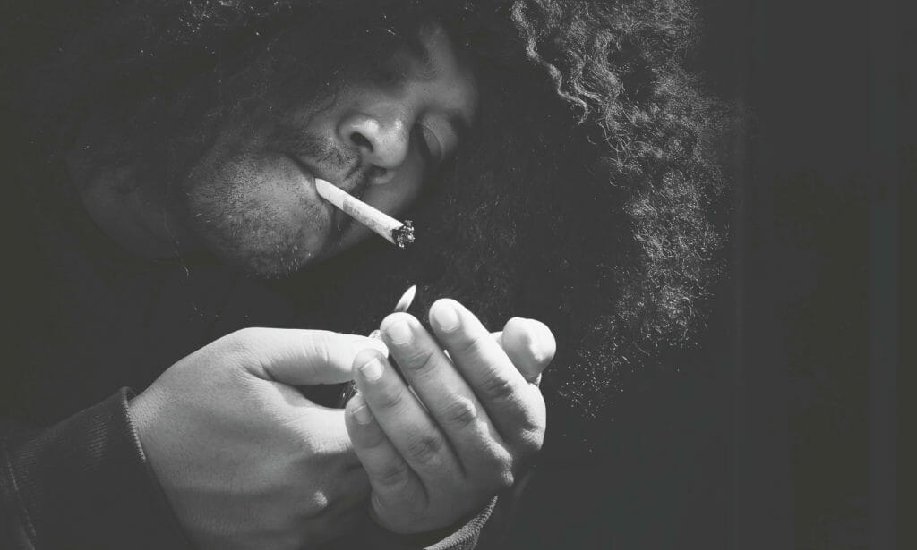man addicted to smoking marijuana